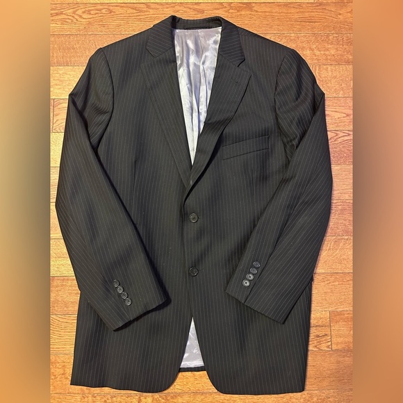 Elegant Black Pinstripe Men's Italian Suit Vitale Barberis Canonico Super 110 - Picture 2 of 12